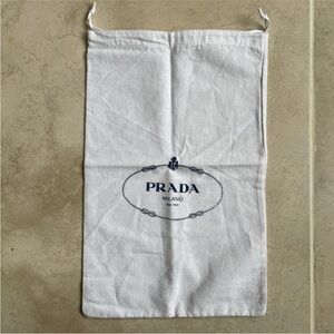 PRADA Milano Storage travel replacement dust bag white drawstring 13.5”x 8.5”